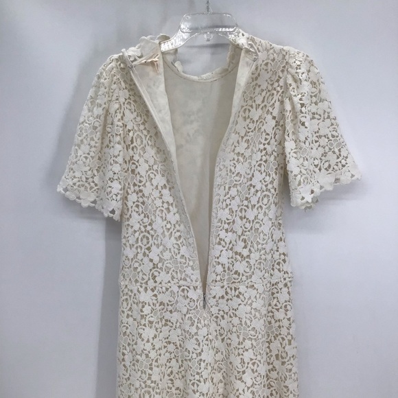 Rebecca Taylor Women’s Delicate Lace Dress Short Sleeve Fit & Flare Creme Size 2 - Picture 9 of 11